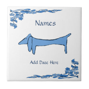 Blue Dackel Tile, Dutch Look, Personalize Fliese