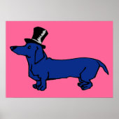 Blue Dackel Top Hat Poster (Vorne)