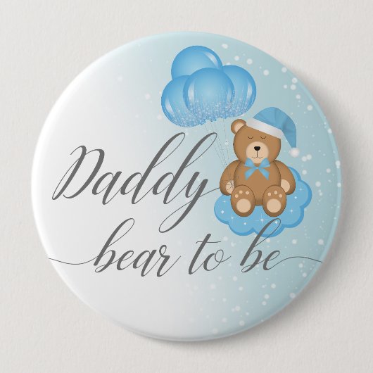 Blue Daddy Bär als Baby-Baby-Dusche für schlaflose Button (Vorderseite)