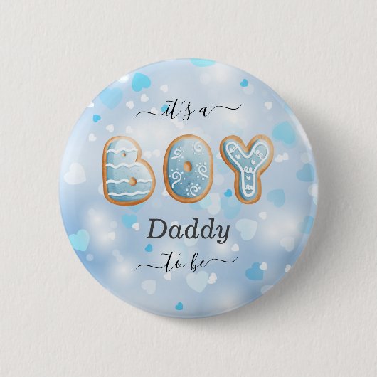 Blue Daddy to Be Boy Baby Shower Button (Vorderseite)