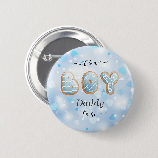 Blue Daddy to Be Boy Baby Shower Button (Vorne & Hinten)