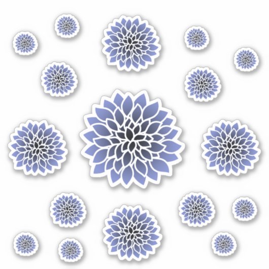 Blue Dahlia Blume Sticker Set (Vorderseite)