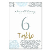 BLUE DAHLIA FLORAL PATTERN GOLD TABLE TISCHNUMMER (Vorderseite)