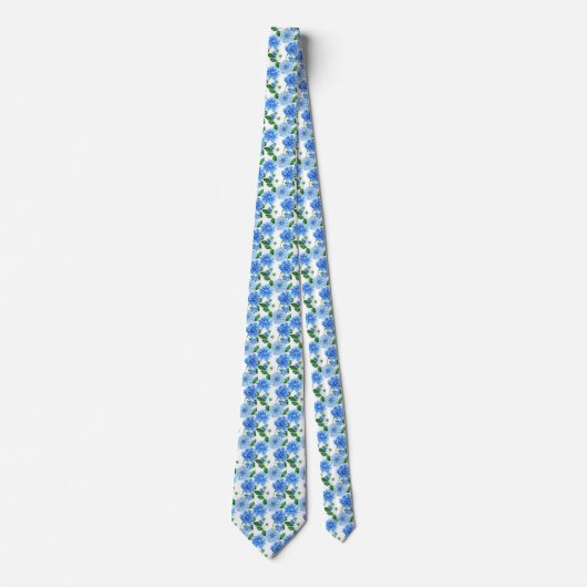 Blue Dahlia Flowers Necktie Krawatte (Vorderseite)