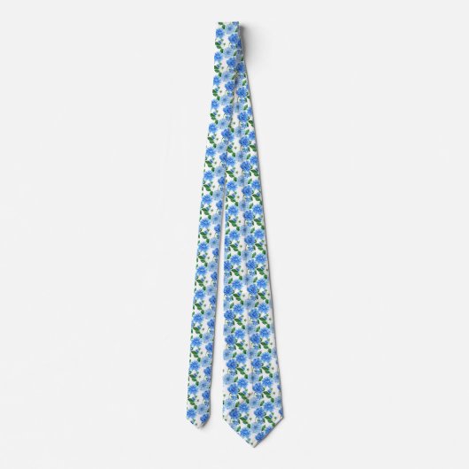 Blue Dahlia Flowers Necktie Krawatte (Rückseite)