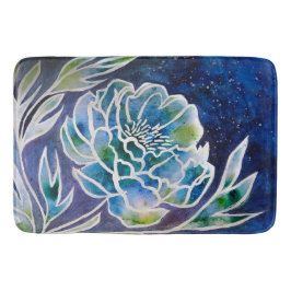 Blue Dahlia Navy Aquamarin Celestial Floral Waterc Badematte