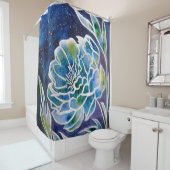 Blue Dahlia Navy Aquamarin Celestial Floral Waterc Duschvorhang (Beispiel)