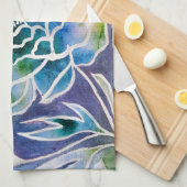 Blue Dahlia Navy Aquamarin Celestial Floral Waterc Geschirrtuch (Viertel Falte)