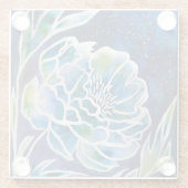 Blue Dahlia Navy Aquamarin Celestial Floral Waterc Glasuntersetzer (Rückseite)