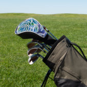 Blue Dahlia Navy Aquamarin Celestial Floral Waterc Golf Headcover (In SItu)