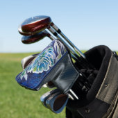 Blue Dahlia Navy Aquamarin Celestial Floral Waterc Golf Headcover (In Situ)