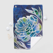 Blue Dahlia Navy Aquamarin Celestial Floral Waterc Golfhandtuch (Insitu)