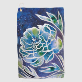 Blue Dahlia Navy Aquamarin Celestial Floral Waterc Golfhandtuch