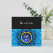 BLUE DAHLIA, SAPPHIRE, hellschwarz gelb Einladung (Stehend Vorderseite)