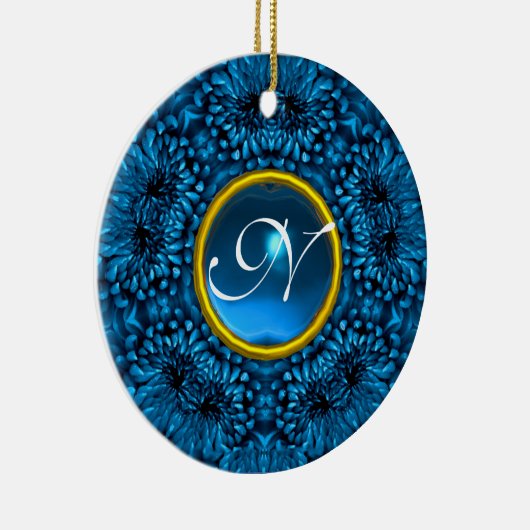 BLUE DAHLIA SAPPHIRE MONOGRAM KERAMIKORNAMENT (Rechts)