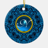 BLUE DAHLIA SAPPHIRE MONOGRAM KERAMIKORNAMENT (Vorne)