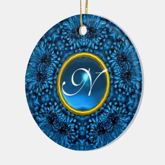 BLUE DAHLIA SAPPHIRE MONOGRAM KERAMIKORNAMENT (Links)