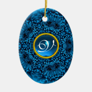 BLUE DAHLIA SAPPHIRE MONOGRAM KERAMIKORNAMENT
