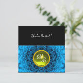 BLUE DAHLIA, TOPAZ, hellgrün, schwarz gelb Einladung (Stehend Vorderseite)
