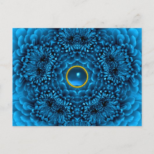 BLUE DAHLIA UND SAPPHIRE GEMSTONE Floral Postkarte (Vorderseite)