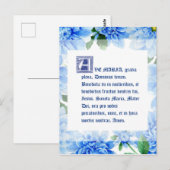Blue Dahlias | Ave Maria Latin | Hail Mary Postkarte (Vorne/Hinten)