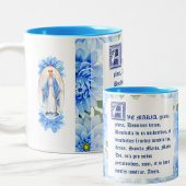 Blue Dahlias | Ave Maria Latin | Jungfrau Mary Zweifarbige Tasse
