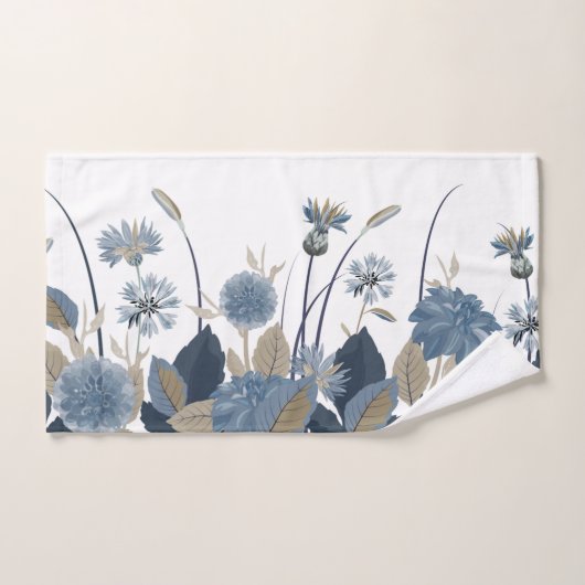 Blue Dahlias Cornflower Badhandtuch Set (Handtuch)