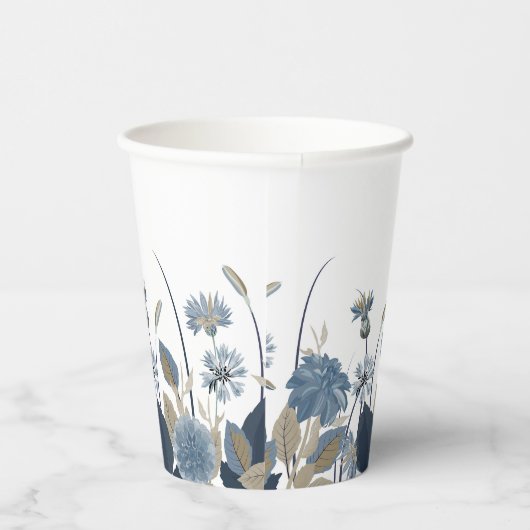 Blue Dahlias Cornflower Pappbecher (Rechts)