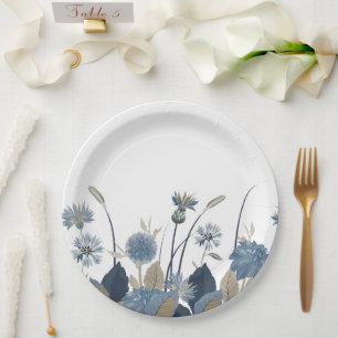 Blue Dahlias Cornflower Pappteller