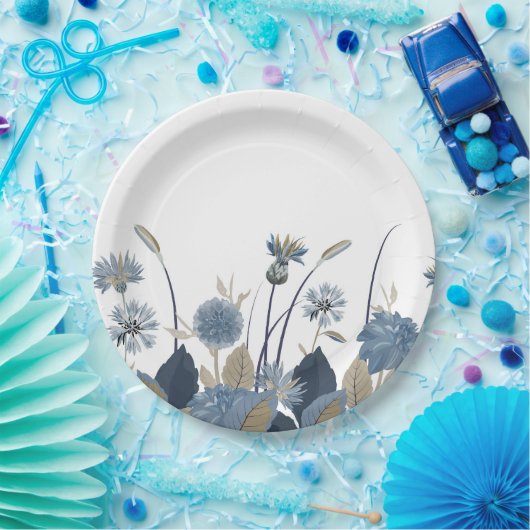 Blue Dahlias Cornflower Pappteller (Party)