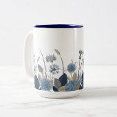 Blue Dahlias Cornflower Zweifarbige Tasse (Vorderseite Links)