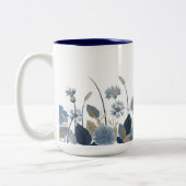 Blue Dahlias Cornflower Zweifarbige Tasse (Links)