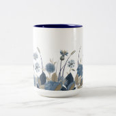 Blue Dahlias Cornflower Zweifarbige Tasse (Mittel)