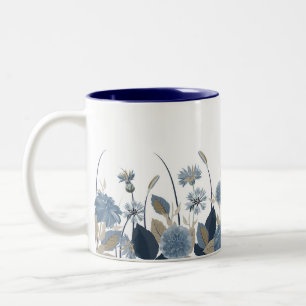 Blue Dahlias Cornflower Zweifarbige Tasse