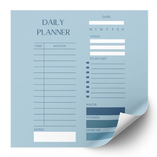 Blue Daily Planer To Do List Stilvoll Notizblock