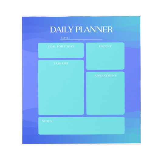Blue Daily Planner Notepad Notizblock (Vorderseite)