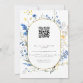 Blue Dainty Gold All in 1 Budget QR Code Hochzeit Einladung (Rückseite)
