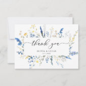 Blue Dainty Wild Blume Boho Rustic Wedding Dankeskarte (Vorderseite)