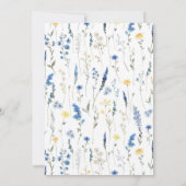 Blue Dainty Wild Floral Dusty Mediterrane Hochzeit Einladung (Rückseite)
