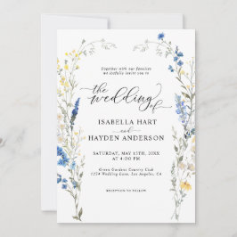Blue Dainty Wild Floral Dusty Mediterrane Hochzeit Einladung