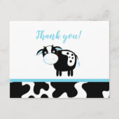 Blue Dairy Cow Baby Shower Danke für Ihre Anmerkun (Vorderseite)
