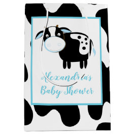 Blue Dairy Cow Baby Shower Geschenktasche Mittlere Geschenktüte