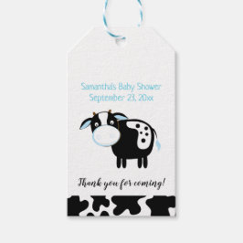 Blue Dairy Cow Baby Shower Tag Geschenkanhänger