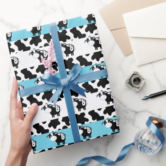 Blue Dairy Cow Baby Shower Wrapping Paper Geschenkpapier (Schenken)