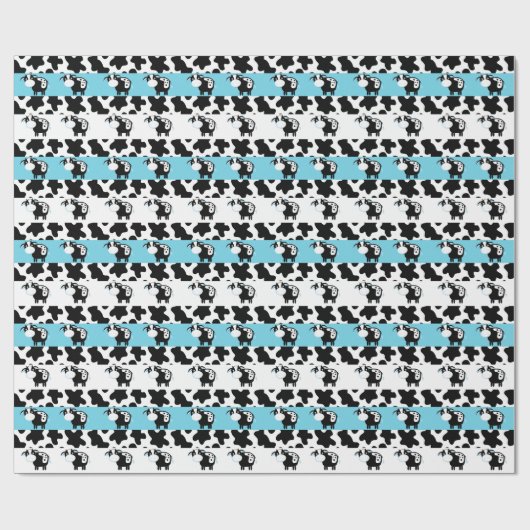 Blue Dairy Cow Baby Shower Wrapping Paper Geschenkpapier (Flach)