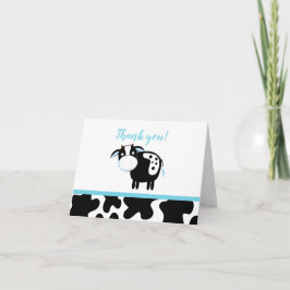 Blue Dairy Cow Boy Farm Baby Shower Vielen Dank fü Dankeskarte