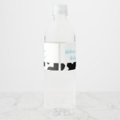 Blue Dairy Cow Farm Baby Boy Water Flasche Etikett (Rückseite)