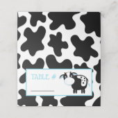 Blue Dairy Cow Farm Baby Shower Cards Platzkarte (Außenseite Aufgefaltet)