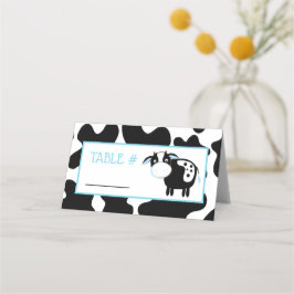 Blue Dairy Cow Farm Baby Shower Cards Platzkarte