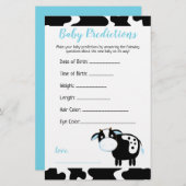 Blue Dairy Cow Farm Baby Shower Predictions Card (Vorne/Hinten)